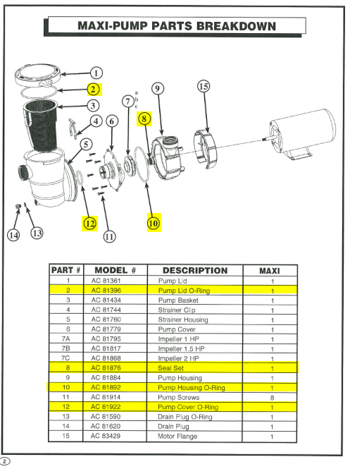 Rebuild Kit for Blue Torrent Maxi Pump