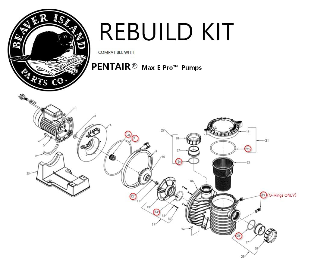 Beaver Island Pool Pump Rebuild Kit For Pentair & Sta-Rite Max-E-Pro - Complete O-Ring & Seal Repair Set